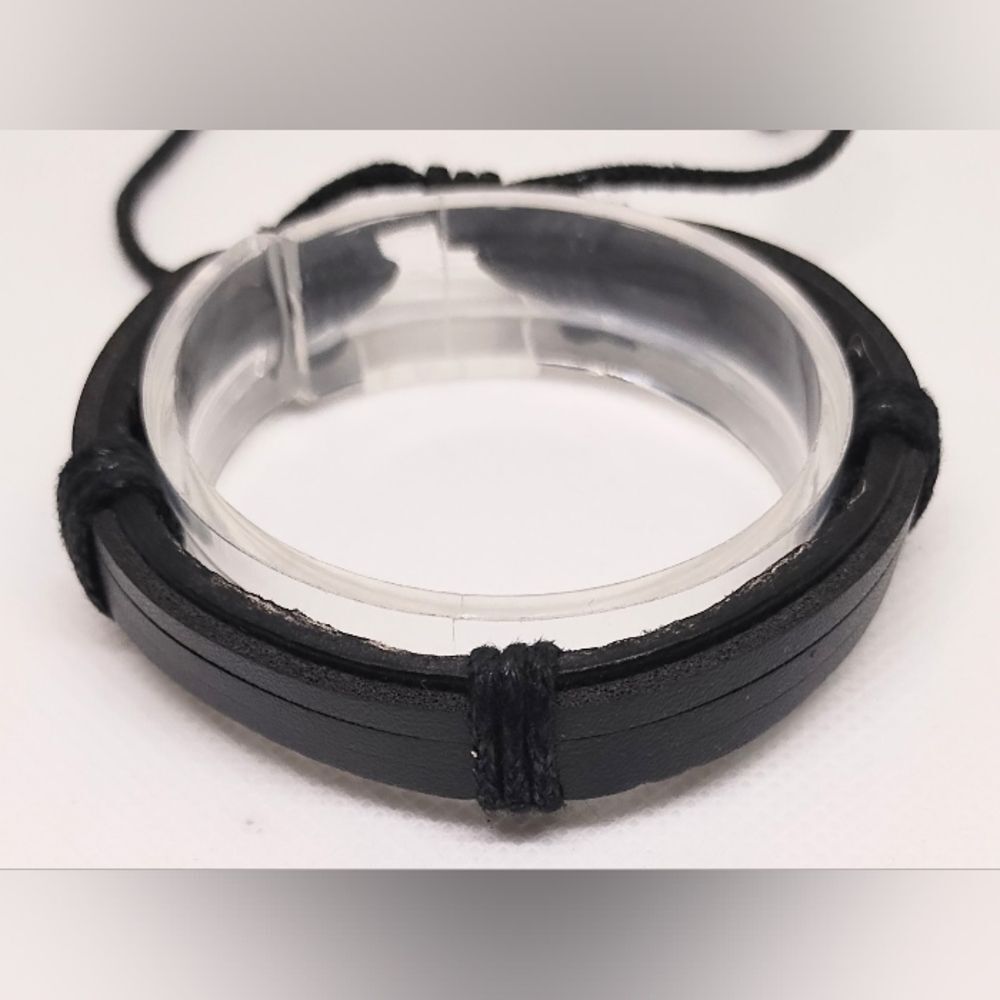 Men's bracelet leather black new e98